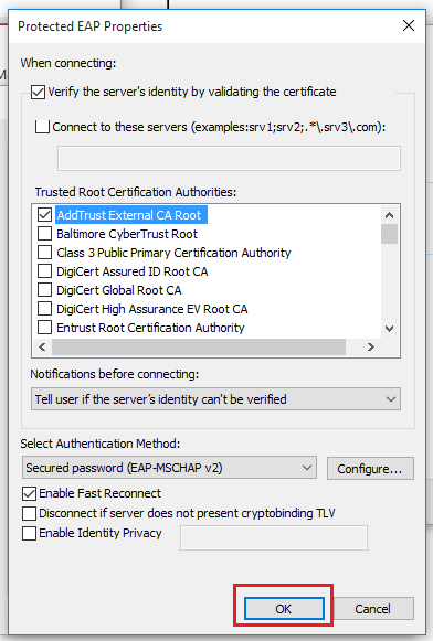Settings window