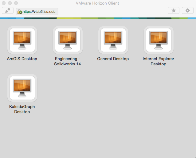 showing icons of the available desktops