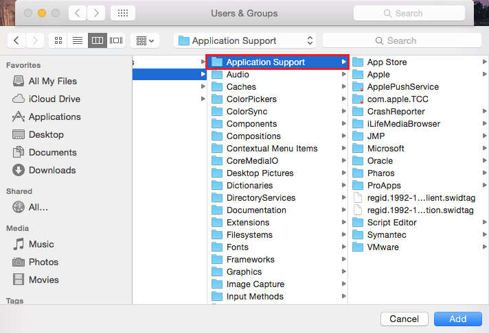 Application support folder