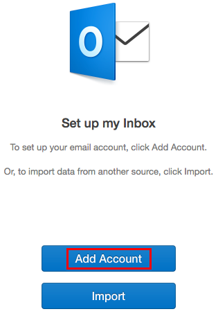 'add account' button highlighted