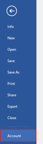 the Account button on the left sidebar.