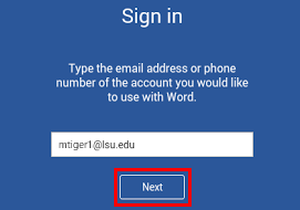 office sign in screen.