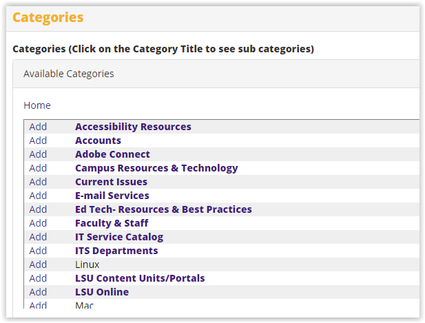 the categories menu in grok