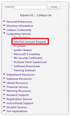 IMS/TSO Account Request under Computing Services