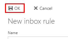 the ok button to create a new rule in outlook