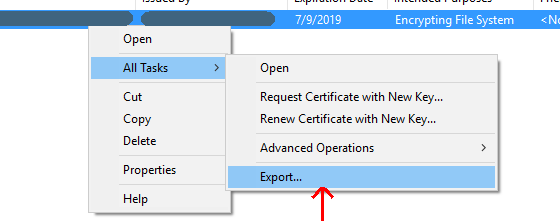 the all tasks > export option in right click menu