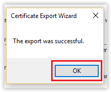 export complete window