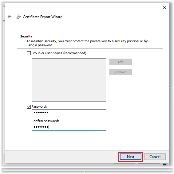 Type & Confirm Password screen