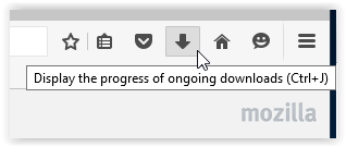 downloads button on firefox homepage.