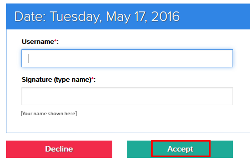 Accepting license agreement