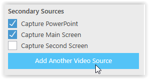 Secondary Sources fieldbox and the add another video source button 