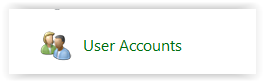 user accounts button in control panel