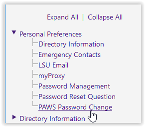 personal preferences tab in my LSU