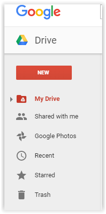 google drive "new" button