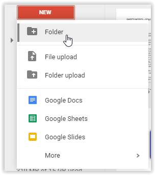 create new folder button in google drive