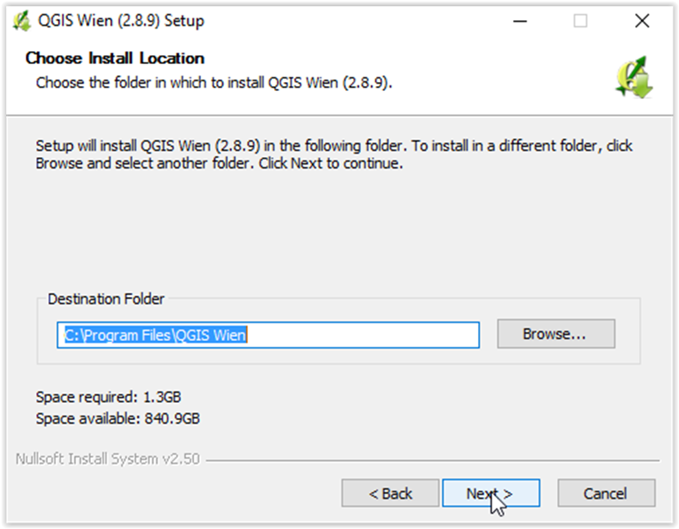 Choose File Location option