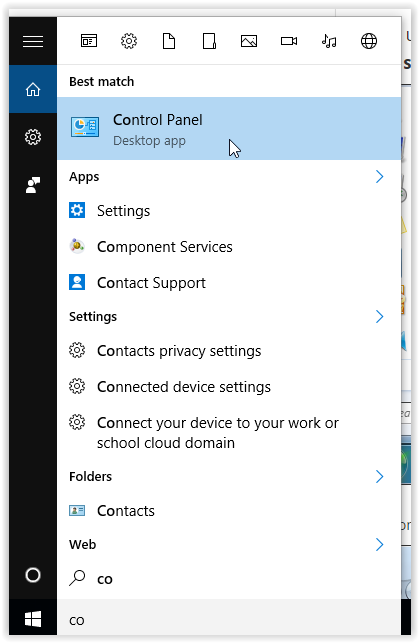 the control panel icon
