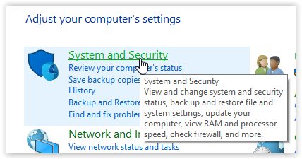 the system and security icon