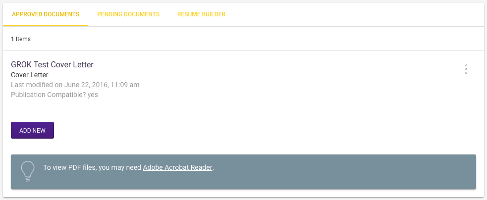 Approved Documents listing