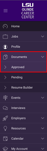 Document dropdown menu