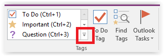 OneNote Tags settings