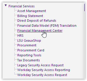 Financial Management Center link on the my LSU page under Financial Services