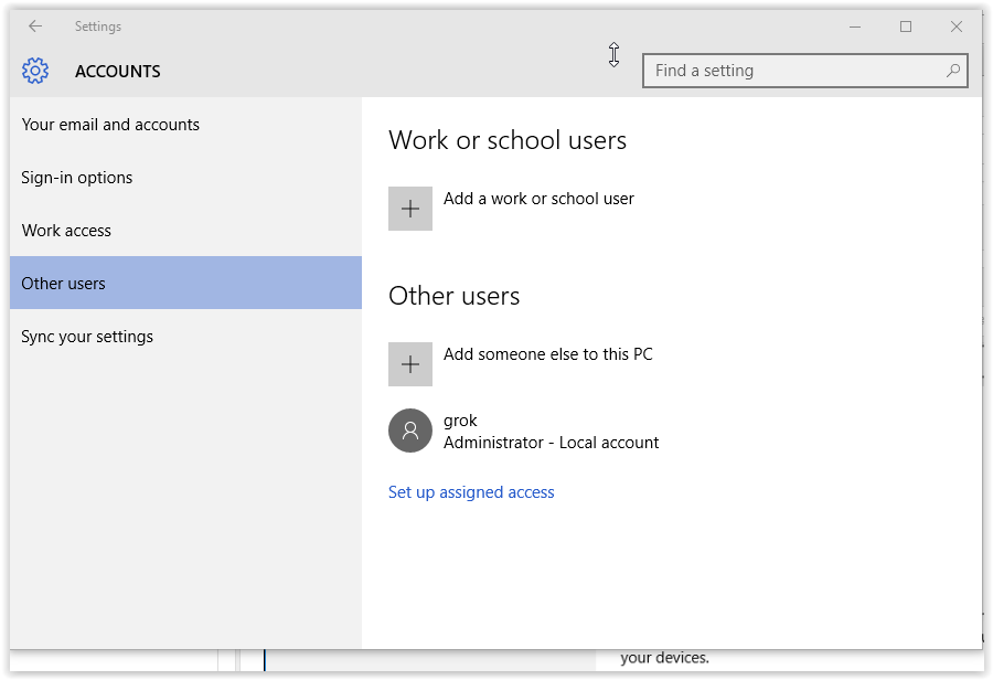 accounts screen with other users highlighted.