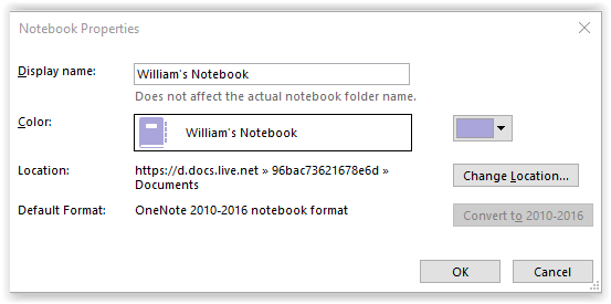 notebook properties