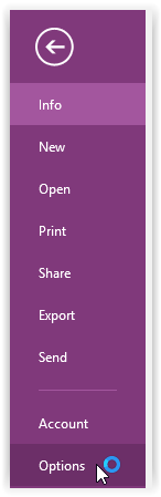 File tab for OneNote