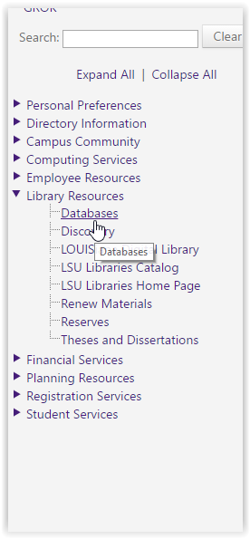 myLSU Library Resources