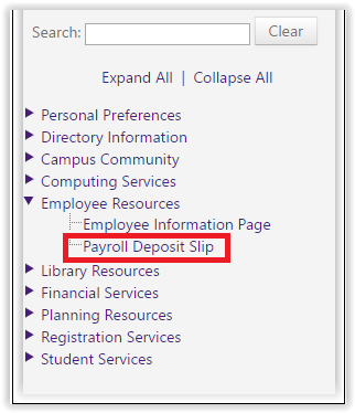 Payroll Deposit Slip link