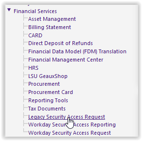 Financial services in myLSU portal