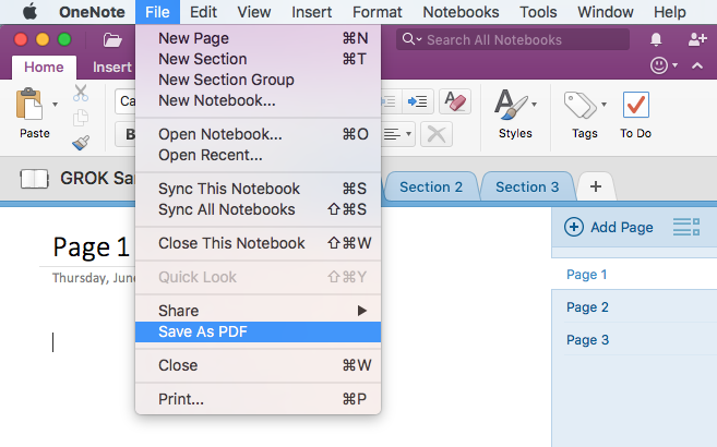 export onenote notebook to pdf for mac