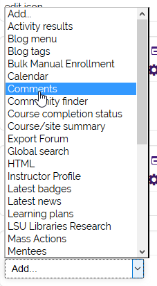 Add a block with comments highlighted