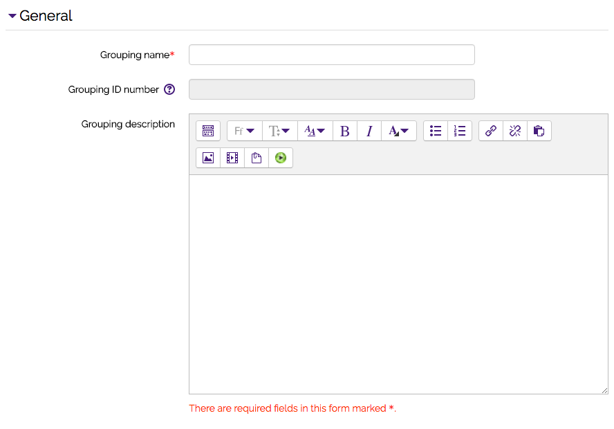 General settings drop-down menu