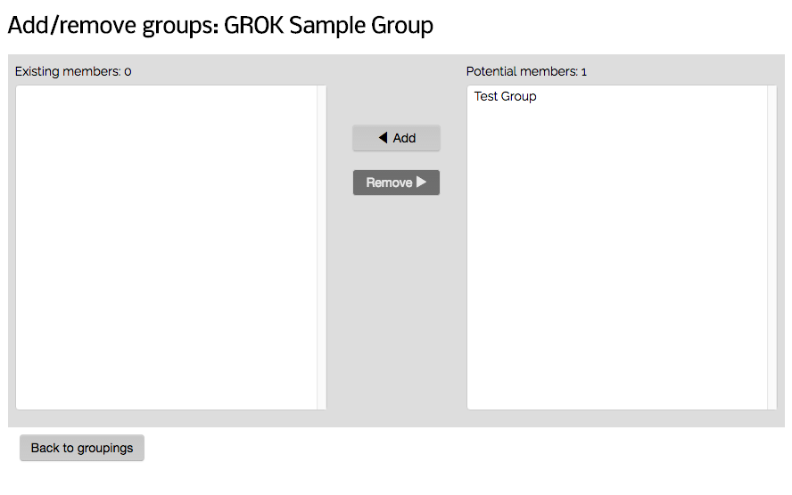 Add/Remove Groups page