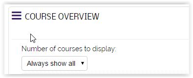 dropdown menu for how many courses to display
