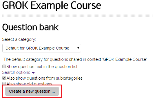 create new a question button
