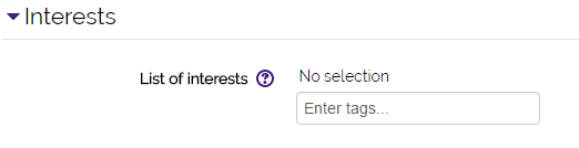 Interests settings list