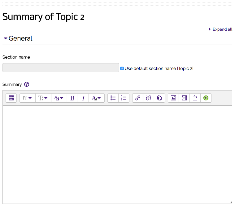 Topic Summary page