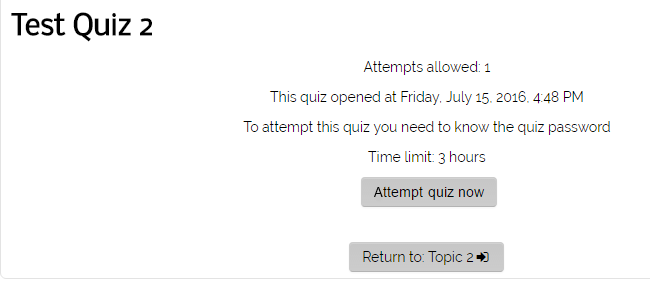 Quiz information and settings