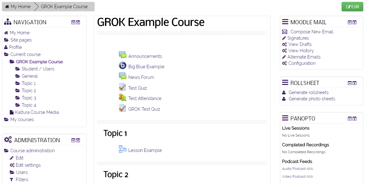 Course Overview page