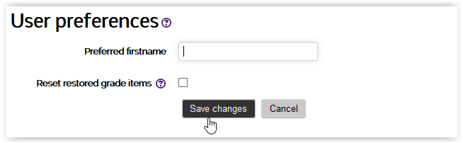 preferred firstname field box with the save changes button highlighted.