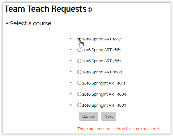 selecting a team teach course
