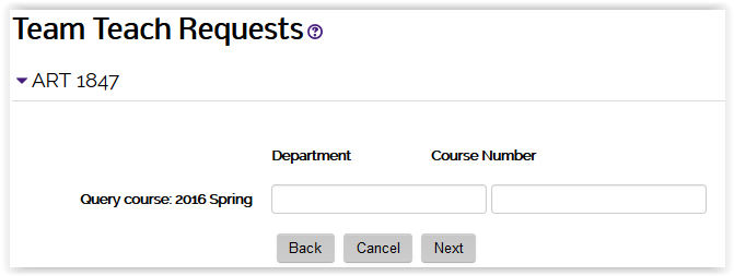 department ID and course number text boxes