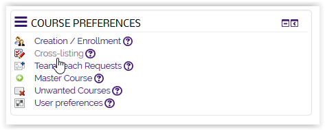 Cross-listing on the Course Preferences block
