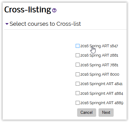 Cross-listing options for courses