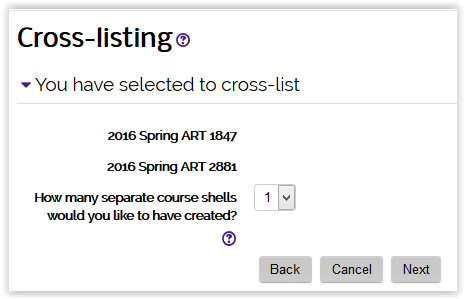 cross-listing shells window