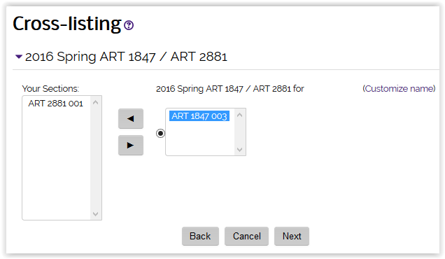 cross-listing away options.