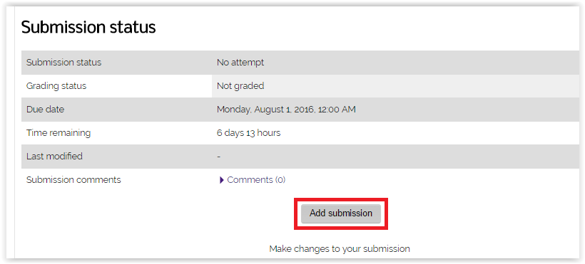 Add Submission button in a moodle assignment
